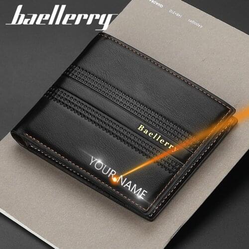 2021 New Men Wallets Free Name Engraving Card Holder Short Male Purse Business Fashion High Quality PU Leather Wallet For Men