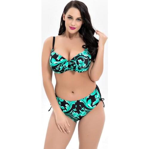 2021 New Plus Size Swimsuit WomenS Swimwear Steel Support Gather Bikini Thicken For Over Weight Women