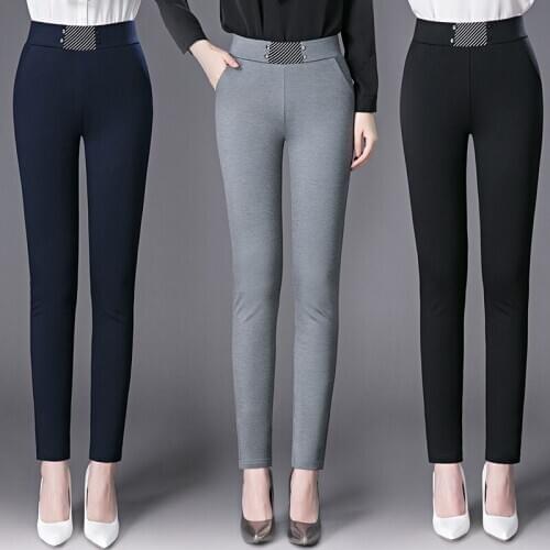 The new high quality autumn winter pencil trousers for ladies are comfortable, soft and slim in high waist and large size