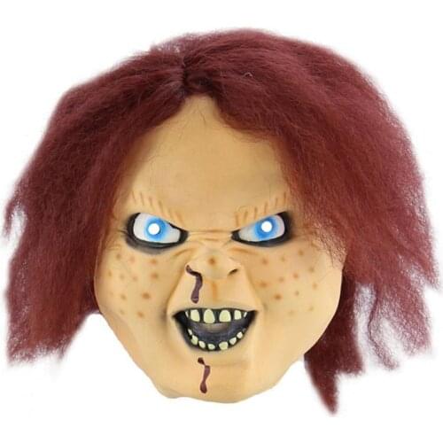 Full Face Cover Horror Latex Wig Halloween Ghost Headgear Halloween Mask Horror Latex Masks Cosplay Ghost Baby Movie Props Mask