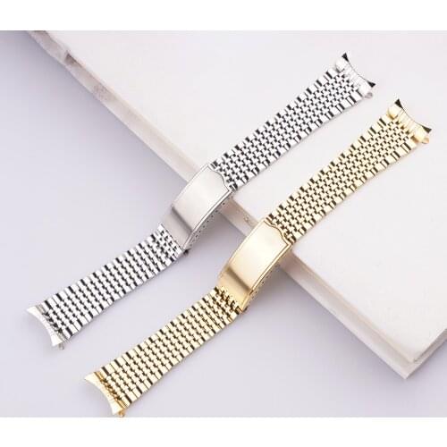 Rolamy 18 20mm 316L Stainless Steel Hollow Curved End Replacement Wrist Watch Band Bracelet Strap For Vintage Omega Geneve