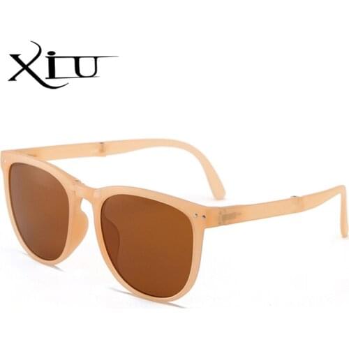 XIU new oversized foldable glasses for men vintage uv400 big frame round sunglasses women summer style hot selling brown oculos