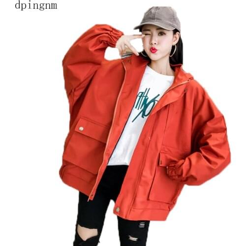 Outerwear & Coats Jackets Long Sleeve Oversize Zipper Jacket Windbreaker coats and jackets women 2019JUL25