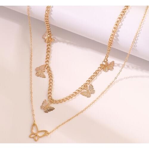 VG 6YM Femme Gold Butterfly Necklaces For Women Bohemian Star Chokers Necklace 2021 Bijoux Collar Fashion Jewelry Party Gift