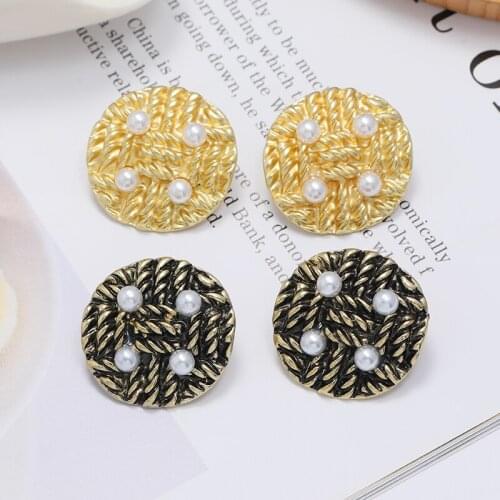 Vintage Imitation pearls Round Heart-shaped Geometry Earrings Women Cute Square Earrings For Women Statement Jewelry Gift