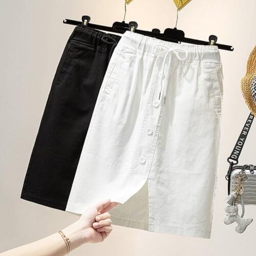Nkandby Plus Size Stretch A-line Skirts Women 2021 Summer Fashion Elastic High Waist Slim Drawstring Split Knee-length Skirt
