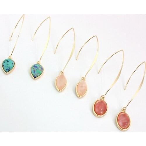 2016 new Womens oval drop water geometric Trendy Drop Earring natural Stone Dangle Earrings for women Factory Wholesale