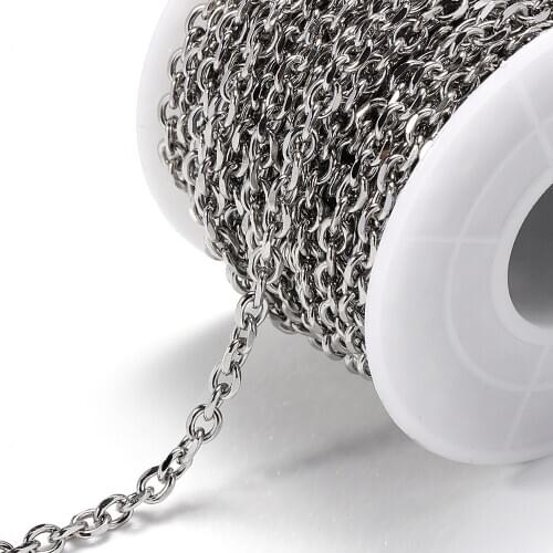 1Meter Stainless Steel Link Chain Necklace Bulk Cable 4mm Width For Diy Jewelry Making Findings Bulk Chain Materials Wholesale