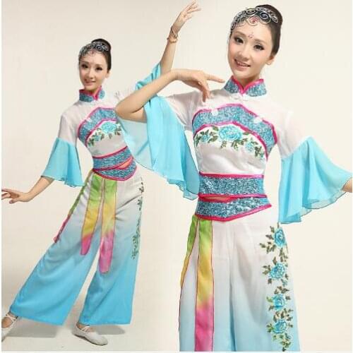 092) Chinese folk dance costumes classical dance stage performance clothing square yangko fan dance clothing