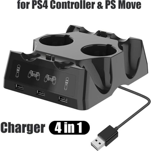 1pc 4 In1 Desk Charger for PS4 Controller PS Move Charger Dock Quad Charging Station