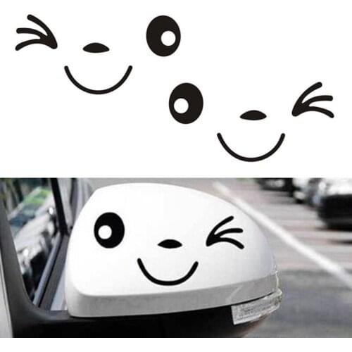 2pcs Smile Face Car Rearview Mirror Stickers Cute Cartoon Automobile Decals Car Styling Decoration Sticker