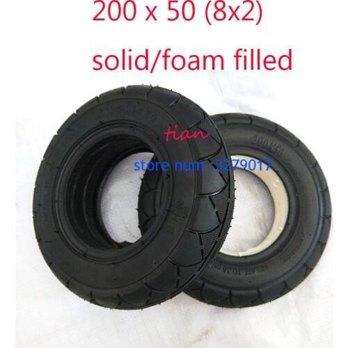 2 colors 1 pc "No-Flat" Solid/Foam Filled Scooter Tire 200x50 (8"x 2") E-Scooter Electrical Scooters mini Bike 200x50 tire