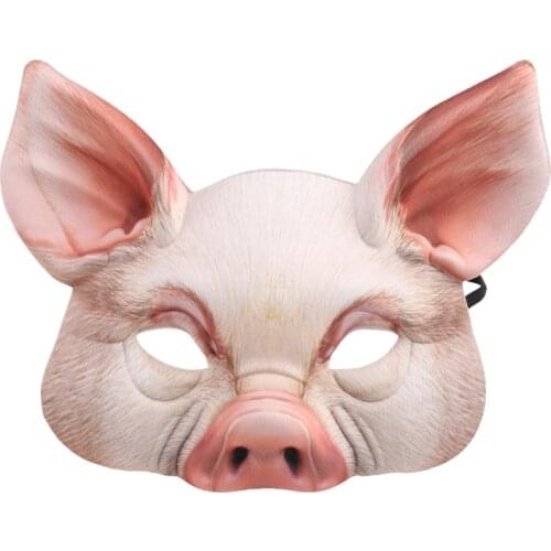 2021 New Halloween Unisex 3D Tiger Pig Animal Half Face Eye Mask Festival Masquerade Party Fancy Cosplay Costume Decoration