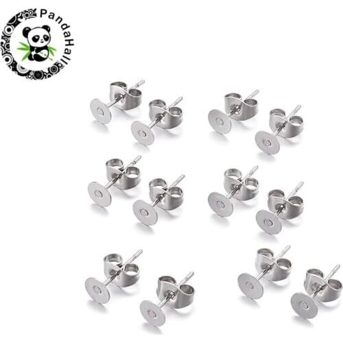 3000pcs Stainless Steel Ear Stud Components Jewelry Findings for DIY Earrings Size:12x5mm,12x6mm,12x8mm Pin: 0.7mm