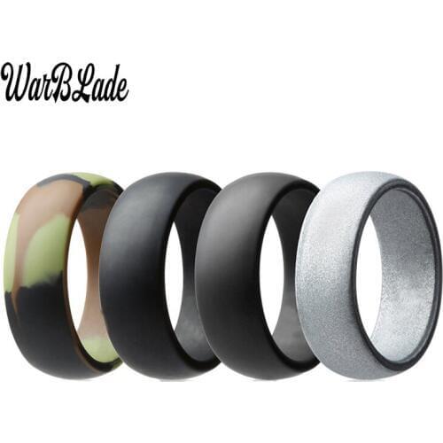 4pcs/set 8mm Hypoallergenic Crossfit Flexible Silicone Rings 6-12 Size Food Grade FDA Silicone Finger Ring For Men Women Gift