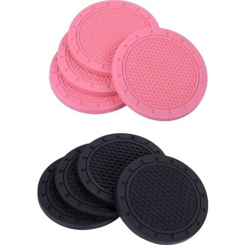 4Pcs Car Coaster Waterproof Non Slip Pad Mat Interior Decoration Vehicle Cup Mat Accessories For Most Car Cup Holders