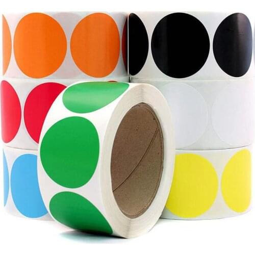500 sheets/roll of polka dot blank classification labels 9-color round blank classification mark stickers can be handwritten c