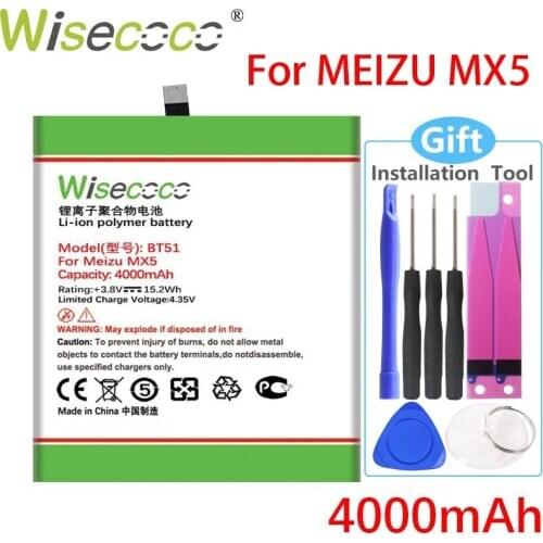WISECOCO 4000mAh BT51 Battery For Meizu MX5 M575M M575U Smartphone High Quality +Tracking Number