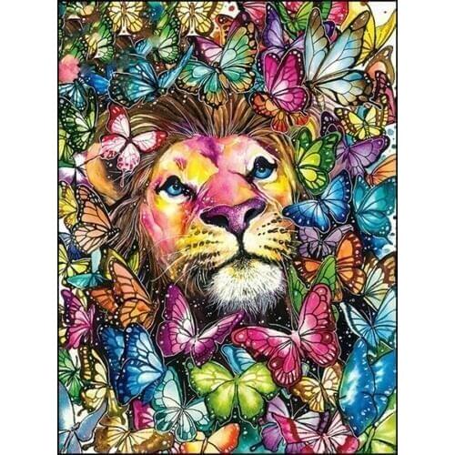 5D DIY Diamond Embroidery Cartoon Animals Butterfly Lion Full Square Drill Rhinestone Mosaic Diamond Painting Cross Stitch Tools
