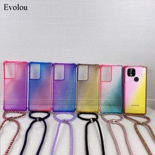 Capa For Google Pixel 6 XL Strap Cord Chain Lanyard Phone Case For Google Pixel 5A 4A 5 XL Airbag Anti-fall Gradient Back Cover