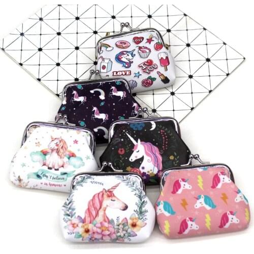 Cartoon Unicorn kids coin purses cute women mini wallets ladies hasp money bags for girls change purse Female children pouch