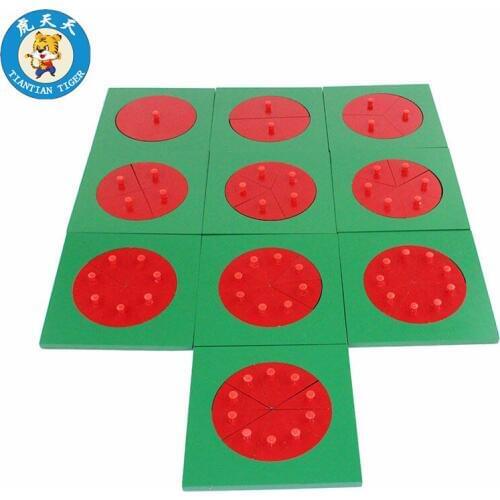 Baby Montessori Math Learning Education Wooden Toys Circular Division Grasping Puzzle Board