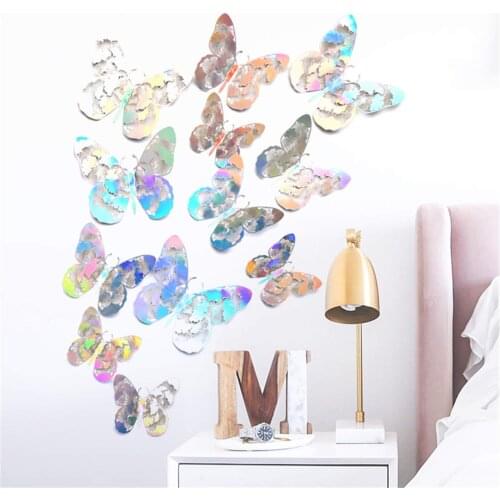 3 Sizes Home Fashion 12PC 3D Cardboard Hollow Butterfly Wall Butterfly Carving Butterfly Exquisite Design Party Cake Decorations