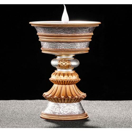 Electronic Butter Lamp Buddha LED Changming Rechargeable Household Candle Holder Smokeless
