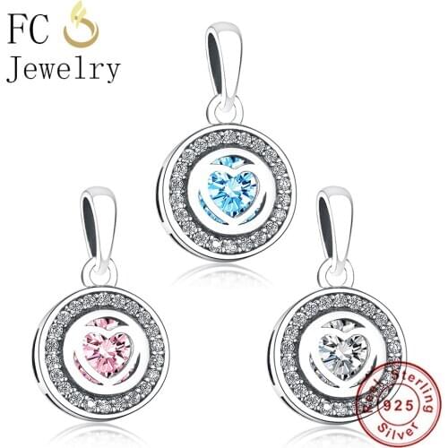 FC Jewelry Fit Original Brand Charm Bracelet 925 Silver Blue Color Natural Zircon Stone Locket Beads Making Flating Berloque