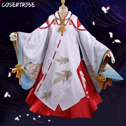 Game Onmyoji SR Kagura Gorgeous Japanese Kimono Witch Uniform Cosplay Costume For Women Halloween Carnival Freeshipping New 2019