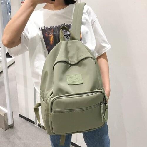 Quality Nylon Women Backpack Student Female Canvas Backpack Fashion Ladies Book Bag Pure Color School Bag for Teenage