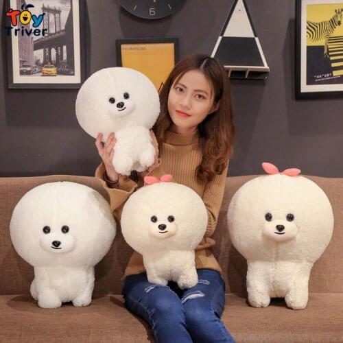 Kawaii Bichon Dog Puppy Plush Toy Stuffed Animals Doll Toys for Children Girl Baby Kids Gift Birthday Gift Bedroom Home Decor