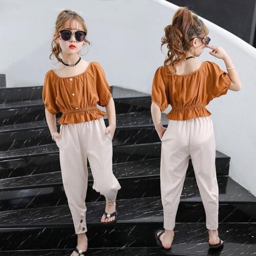 New Summer Children Clothing Sets for Girls Fashion Short Tops & Pants 2Pcs Kid Clothes Suit Baby Girl Costume 4 6 8 10 12 Years