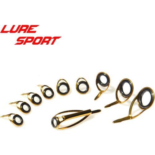 LureSport KT KL guide MN 10pcs Guide set Gold Steel frame sic ring rod guide Rod Building component Repair DIY Accessory
