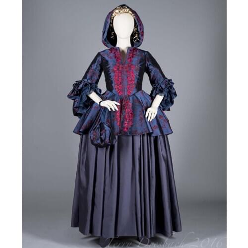 Cosplay legend TV Outlander Season 2 Claire Cosplay Costume Women Medieval Day Gown Purple Hoodies Dress Custom Made H001