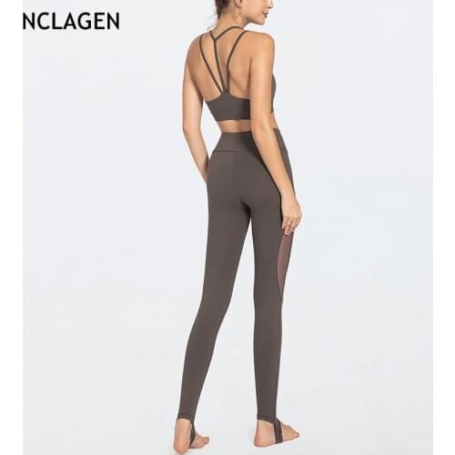 NCLAGEN Yoga Motion Suit Woman Gym Workout Running Fitness Top Leggings High Impact Sports Bra High Waist Pants Two-piece Set