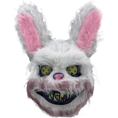 Rabbit Mask Mascot LED Glowing Mask Halloween Funny Party Props Cosplay Plush Mascot Trend Network Expert Evil Rabbit Mask