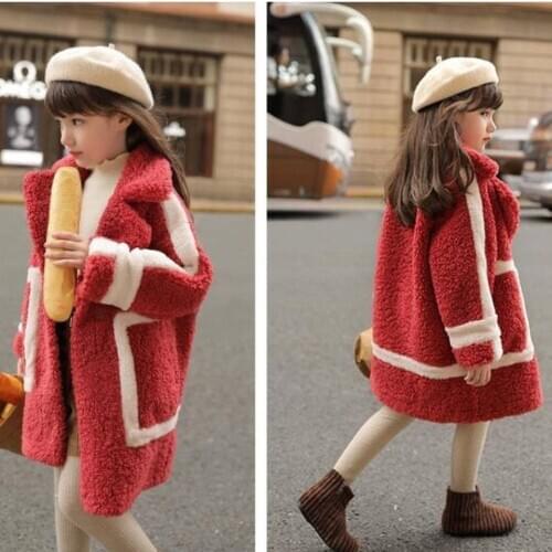 4 5 6 7 8 9 10 12 13 Fashion Autumn&Winter New Turn-down Collar Warm Baby Girl Coat Jackets Thick Warm Fur Fur Outerwear Clothes