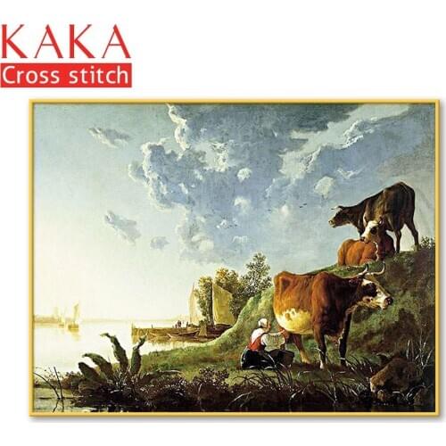 Cross stitch kits,Embroidery needlework sets with printed pattern,11CT-canvas for Home Decor Painting,Animals Full NCKA122