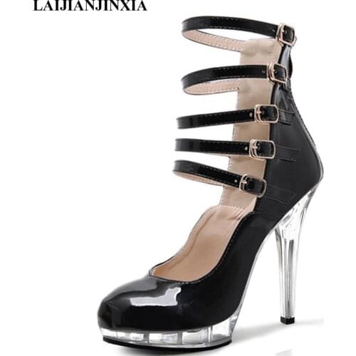 LAIJIANJINXIA New New Style Fashion Short Women Boots 6 Inch Super High Heeled Boots Thick Platform Nightclub Pole Dance Shoes