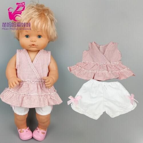 Nenuco babydoll clothes vest v neck shirt and pants fit 38cm Ropa y su Hermanita doll dress plaid shirt