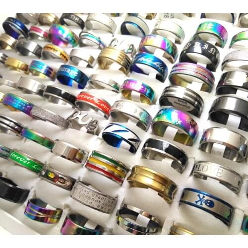 Bulk lotAll new 200pcs TOP MIX Mens Womens Fashion Stainless Steel Rings Wedding Engagement Lovers Rings Wholesale Jewelry