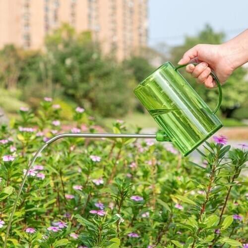 Patio Sprinkling Plastic Transparent Durable Stainless Steel Household Pot Gardening Tools Long Mouth Plant Watering Can Flowers