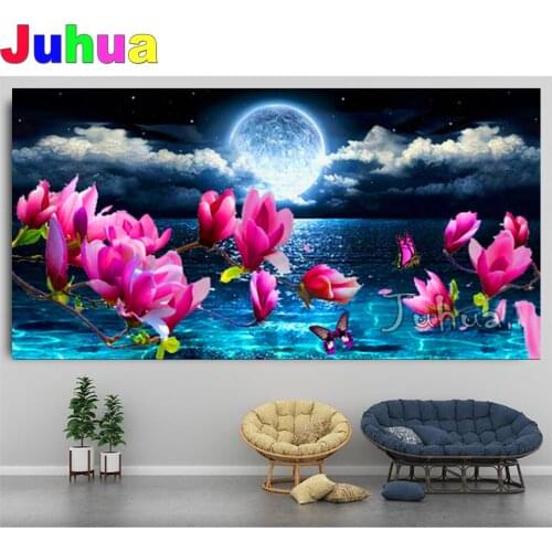 Magnolia fantasy Sea scenery full square/round drill 5d diy large size diamond painting;landscape icon mosaic diamond embroidery