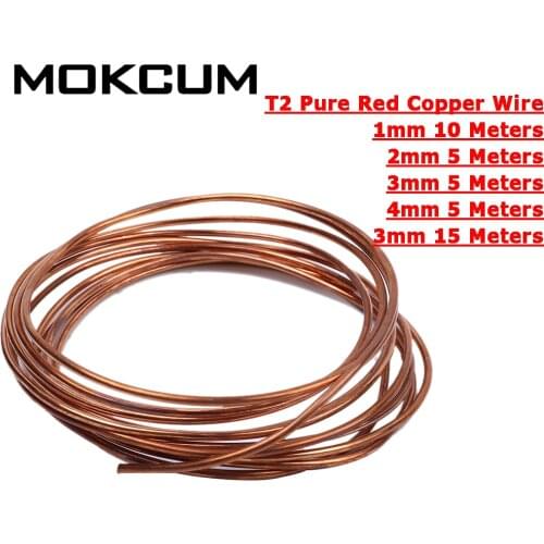 2mm 3mm 4mm Diy Pure Copper Wire Bare Copper Wire Cable T2 Copper Wire Winding Wire Coil Copper Wire for Home Improvement