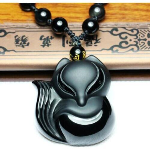 Drop Shipping obsidian fox obsidian pendant from the peach blossom small three lucky to ward off bad luck