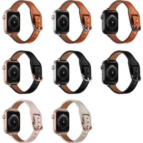Luxury Genuine Leather Solid Color Smart Loop Band Strap for Apple Watch Series 6 5 4 3 2 1 SE