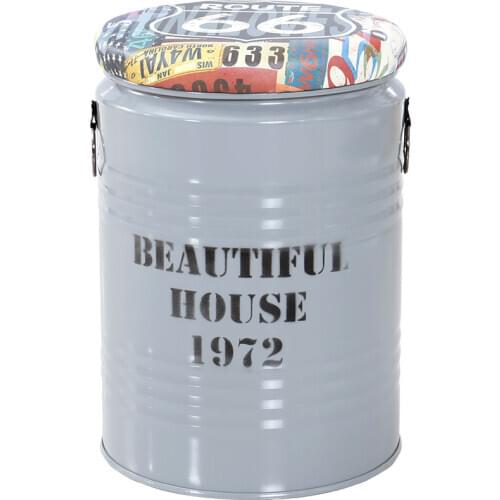 Strong American retro bar chair upgraded lifting ring iron oil bucket stool fashion coffee sillas