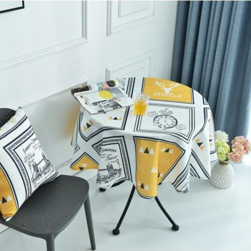 Round Table Covers Waterproof Yellow Print Tablecloths Manteles De Mesa Rectangular Table Mats for Dining Table Cloth Manteles