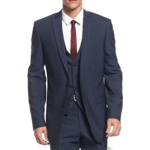 Navy Wedding Groomsmen Tuxedos Groom Wear 2021 Classic Style Three Piece Custom Made Business Men Suits Jacket Vest Pants